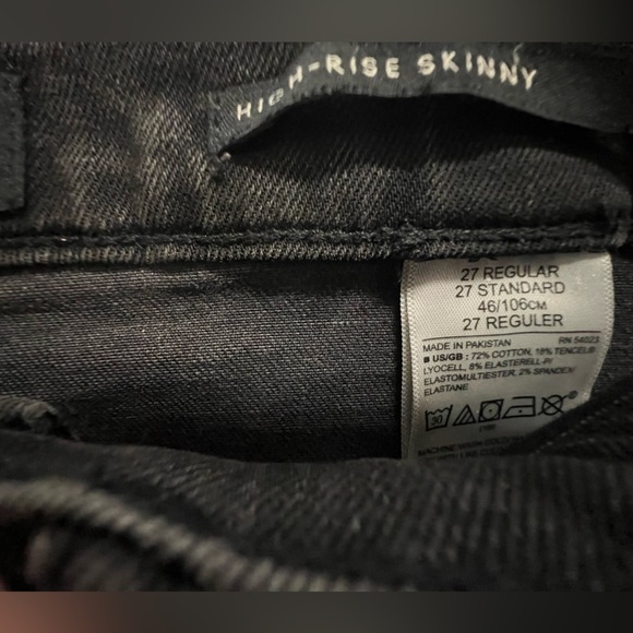 BANANA REPUBLIC PREMIUM DENIM BLACK WASHED JEANS. HIGH RISE SKINNY SIZE 27 (10) - Picture 7 of 11